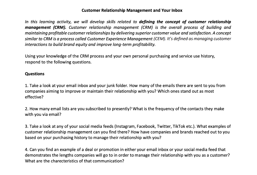 Customer Relationship Management and Your Inbox