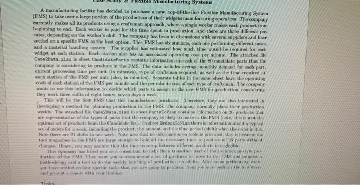 Flexible Manufacturing System (Cost per minute)