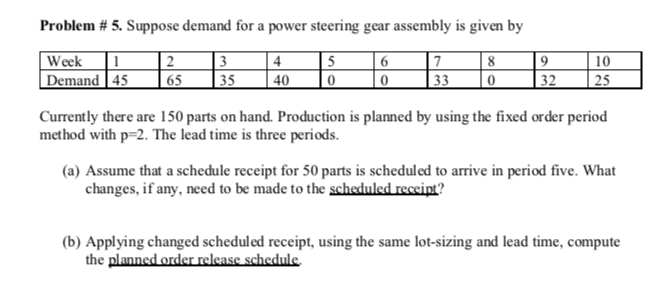 Problem # 5. Suppose demand for a power steering