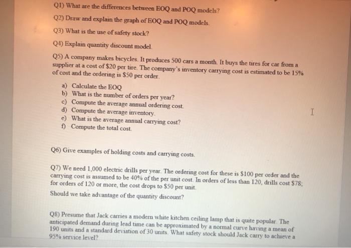 QI) What are the differences between EOQ and POQ