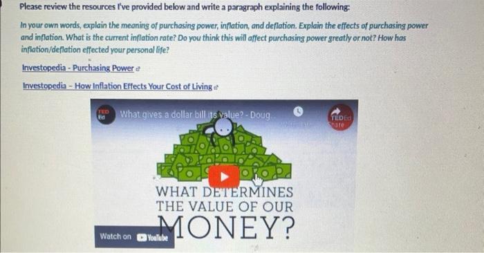 Please review the resources I've provided below