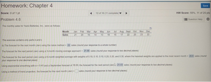 Using method of trend projection Homework: