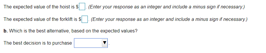 B. Dropdown options are a hoist system or a