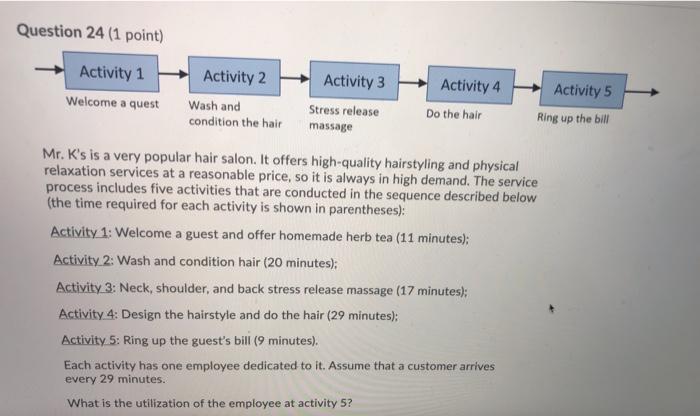 Question 24 (1 point) Activity 1 Activity 2