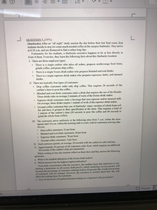 III > > U L . QUESTION. 3,15% (Starbucks) After