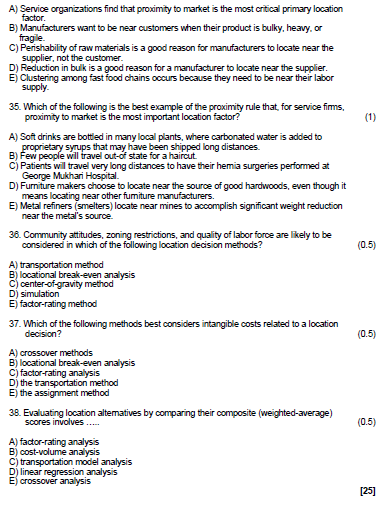 (1) A) Service organizations find that proximity