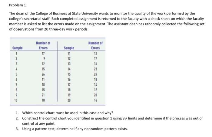 asap Problem 1 The dean of the College of
