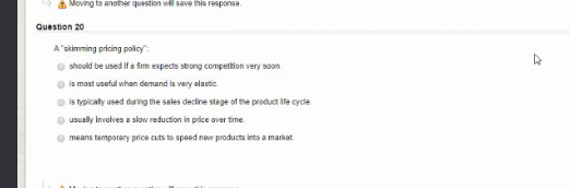 Moving to another question will save this