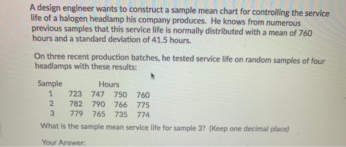 A design engineer wants to construct a sample