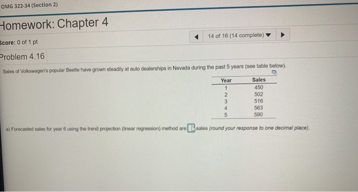 OMG 322-34 (Section 2) Homework: Chapter 4 14 of