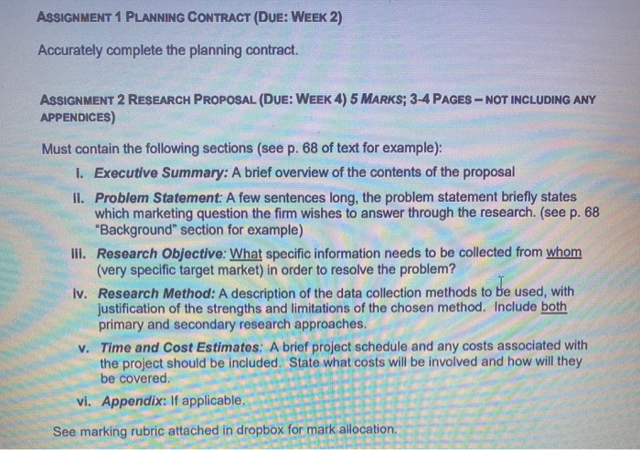 ASSIGNMENT 1 PLANNING CONTRACT (DUE: WEEK 2)