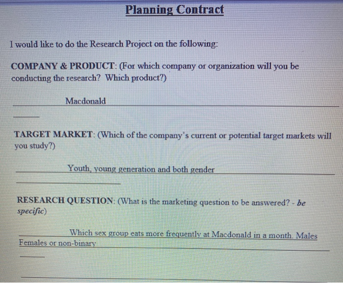 ASSIGNMENT 1 PLANNING CONTRACT (DUE: WEEK 2)