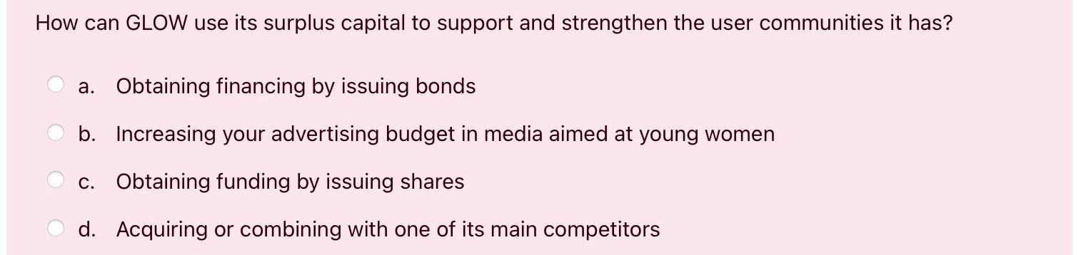 How can GLOW use its surplus capital to support