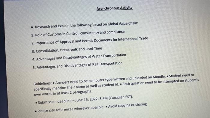 Asynchronous Activity A. Research and explain the