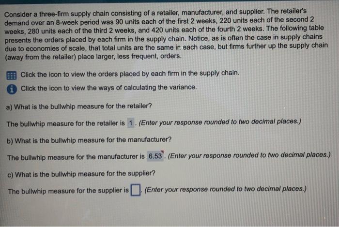 Consider a three-firm supply chain consisting of