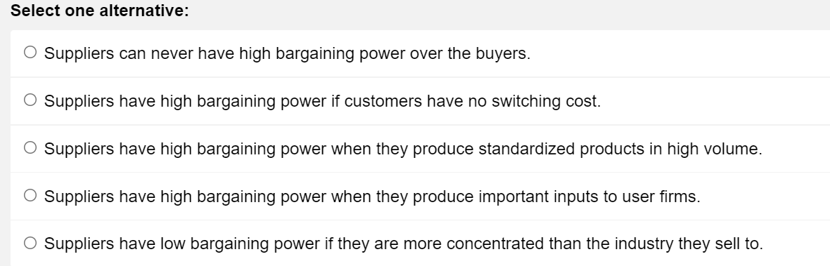According to Porter's five forces competition in