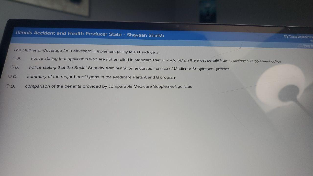 The Outline of Coverage for a Medicare Supplement