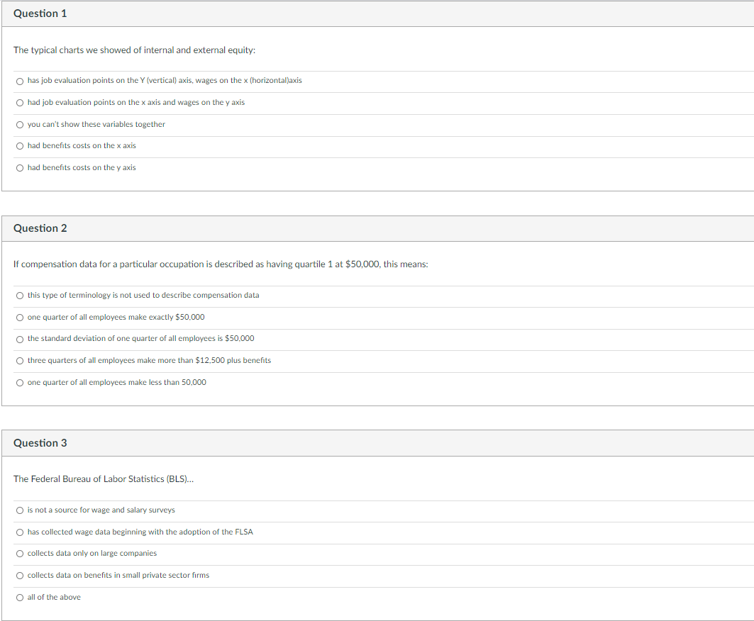 Question 1 The typical charts we showed of