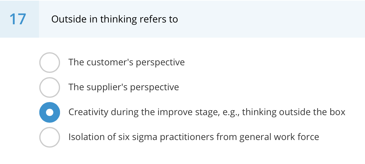 17 Outside in thinking refers to The customer's