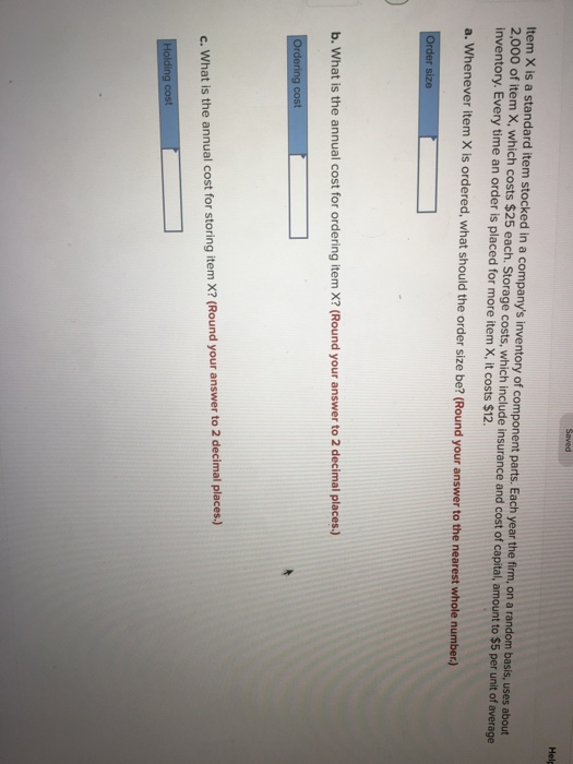 Saved Help Item X is a standard item stocked in a