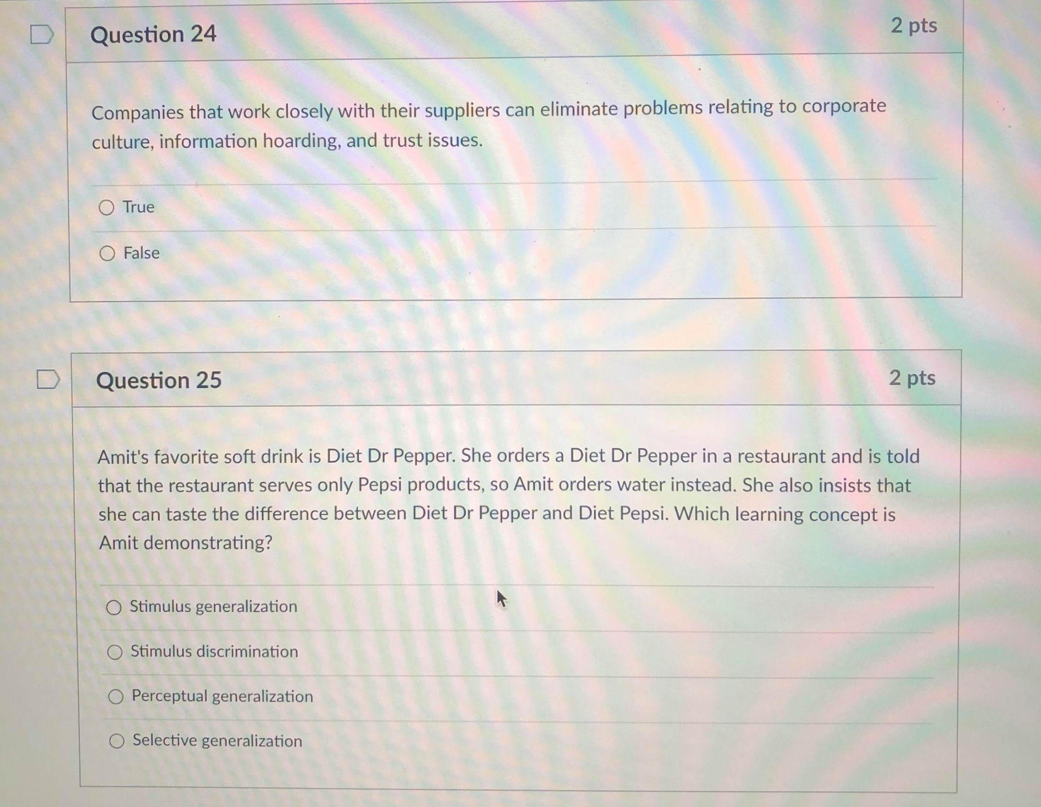 2 pts Question 24 Companies that work closely