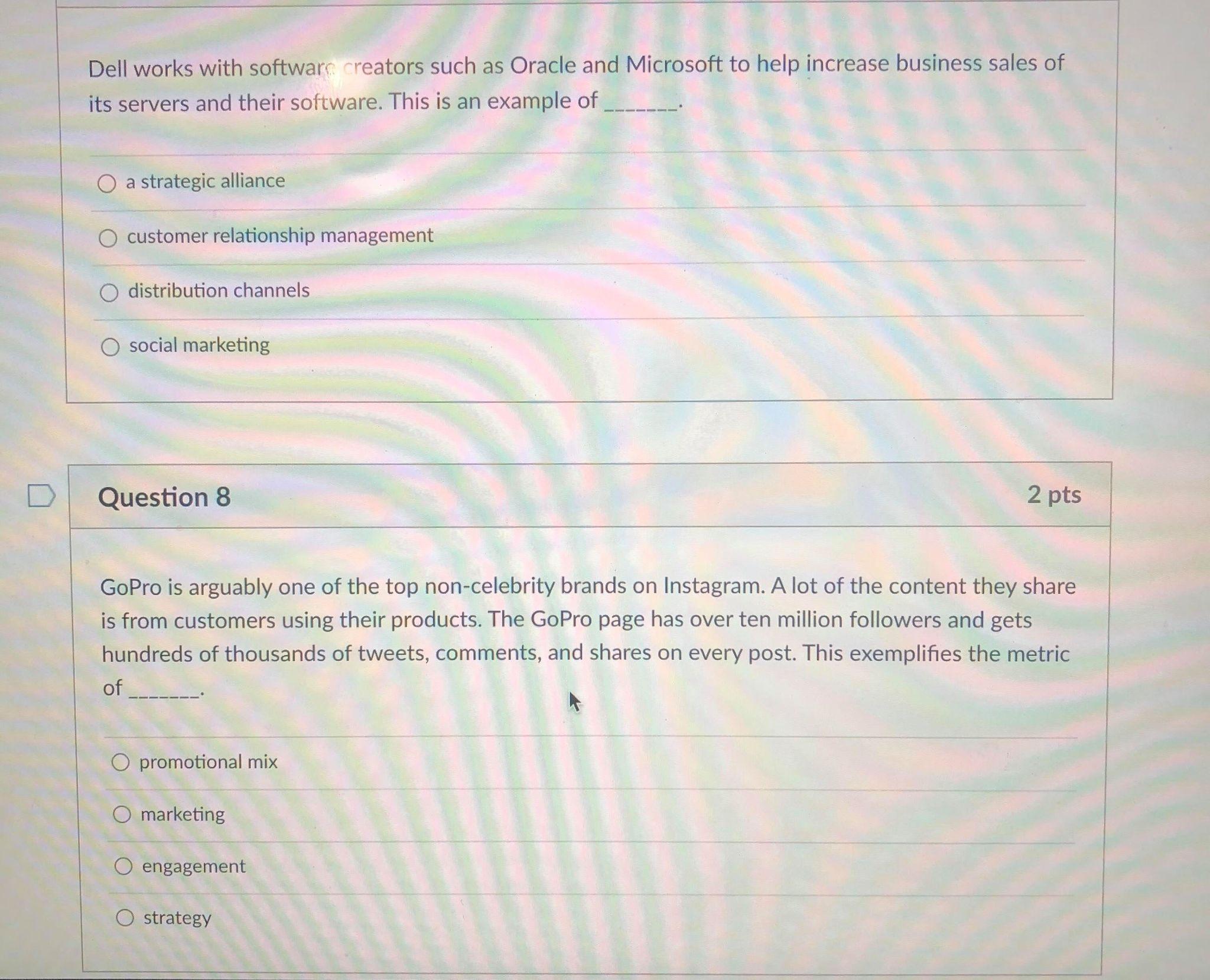 2 pts Question 24 Companies that work closely