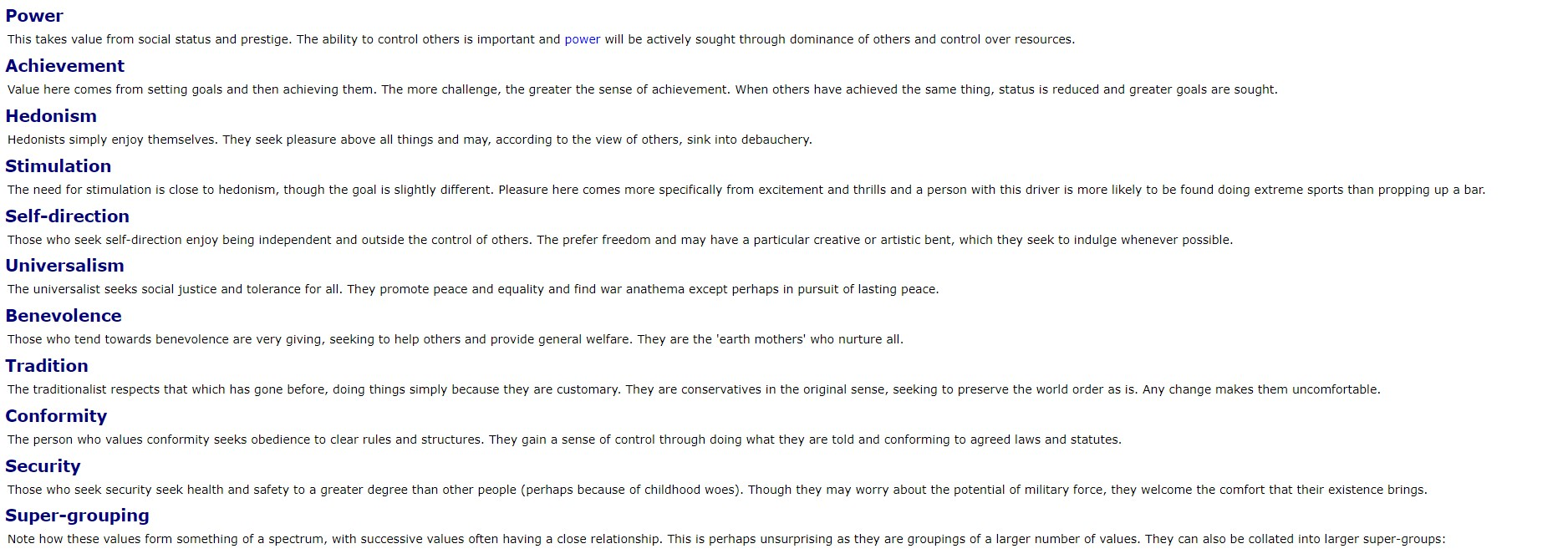 Read Schwartz's Value Inventory. 1. Review the