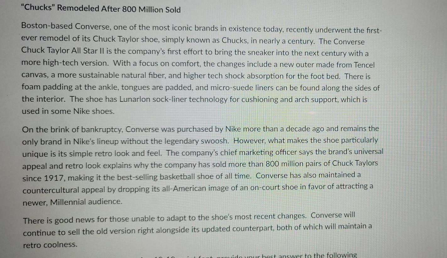 1. Where are Converse shoes in their product life