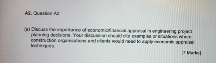 A2. Question A2 (a) Discuss the importance of