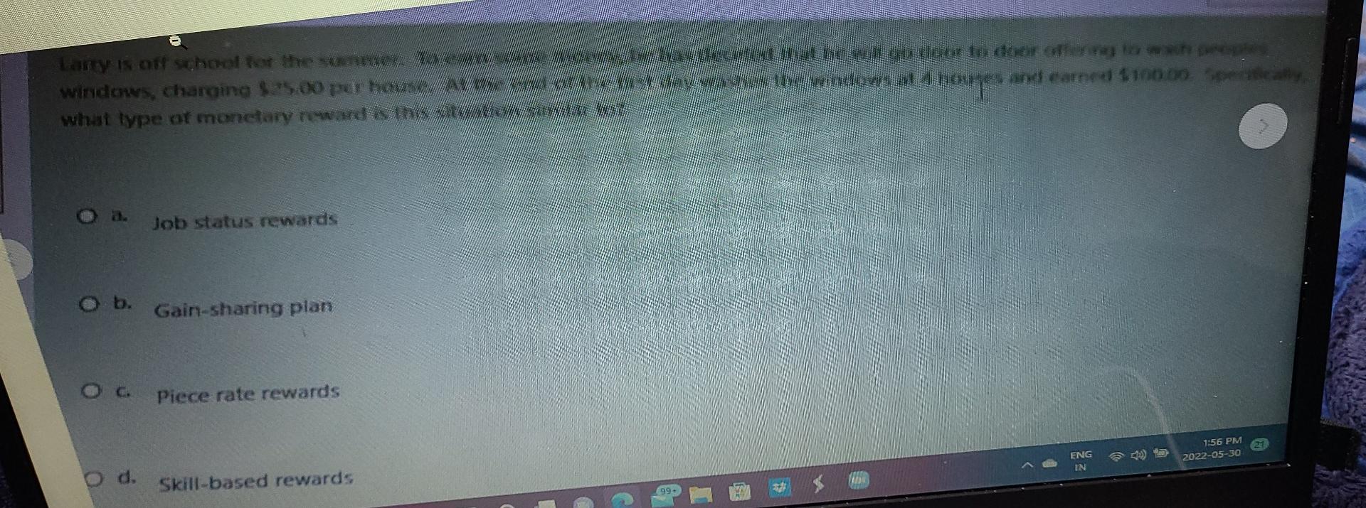 5th options is e. team rewards Larry is off