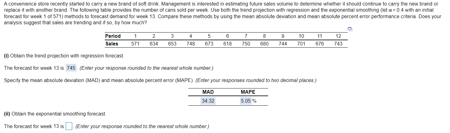 2 3 5 8 10 12 Period 1 Sales 571 Observation 2