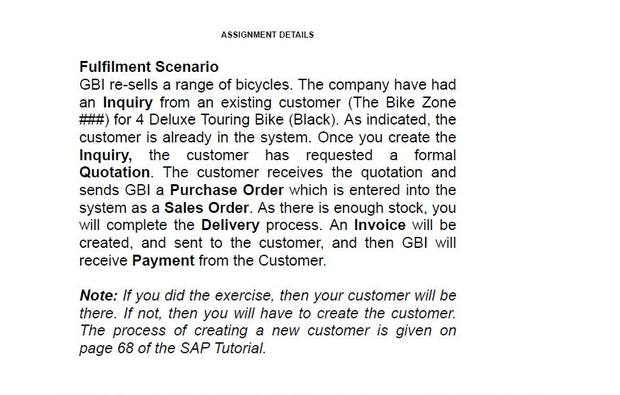 Fulfilment Scenario GBI re-sells a range of