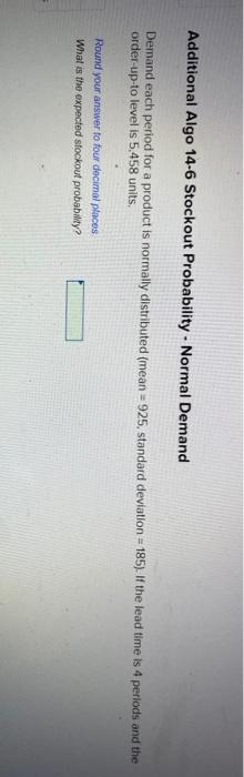 Additional Algo 14-6 Stockout Probability -