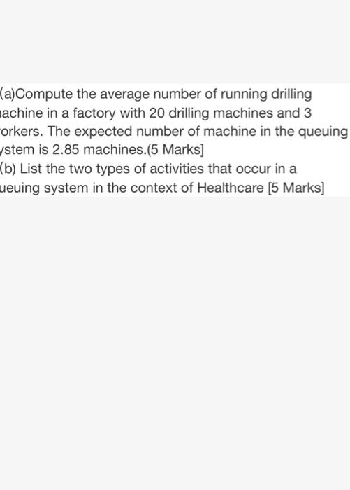 (a)Compute the average number of running drilling