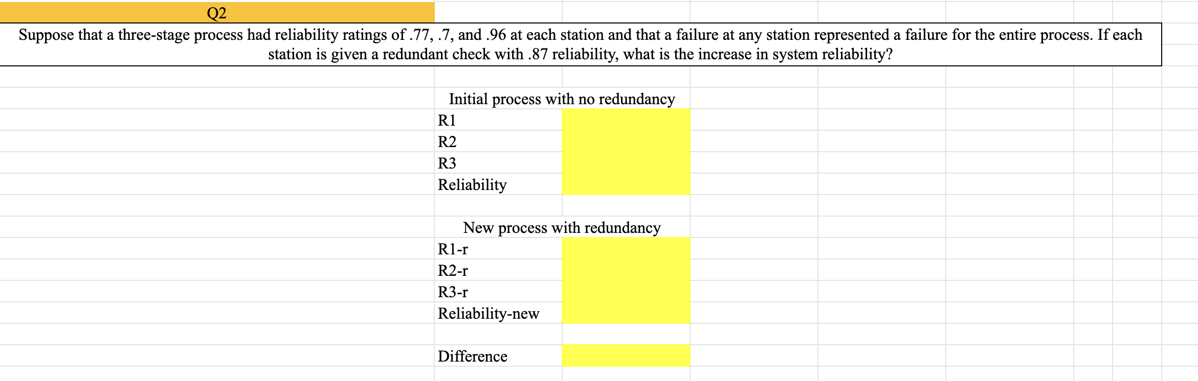 Q2 Suppose that a three-stage process had