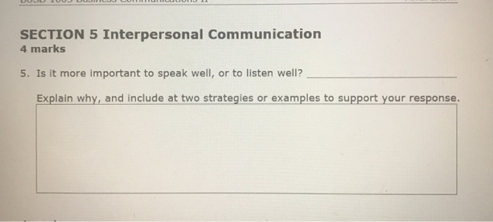 SECTION 5 Interpersonal Communication 4 marks 5.