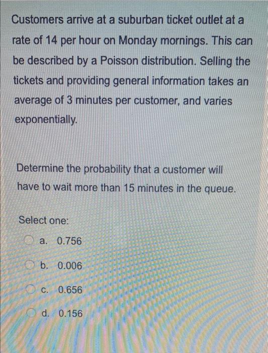 Customers arrive at a suburban ticket outlet at a