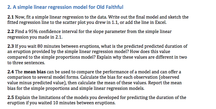 2. A simple linear regression model for Old