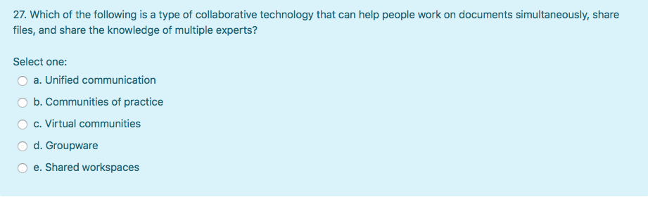 27. Which of the following is a type of