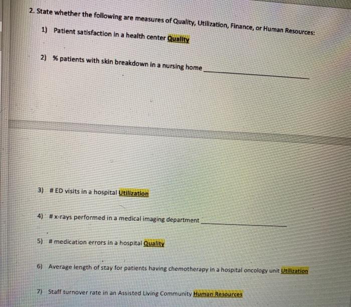 2. State whether the following are measures of