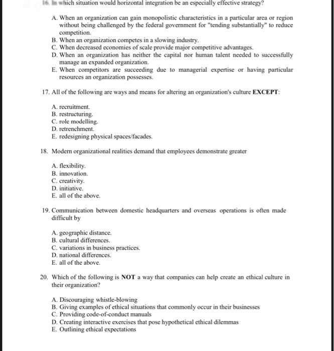 16. In which situation would horizontal