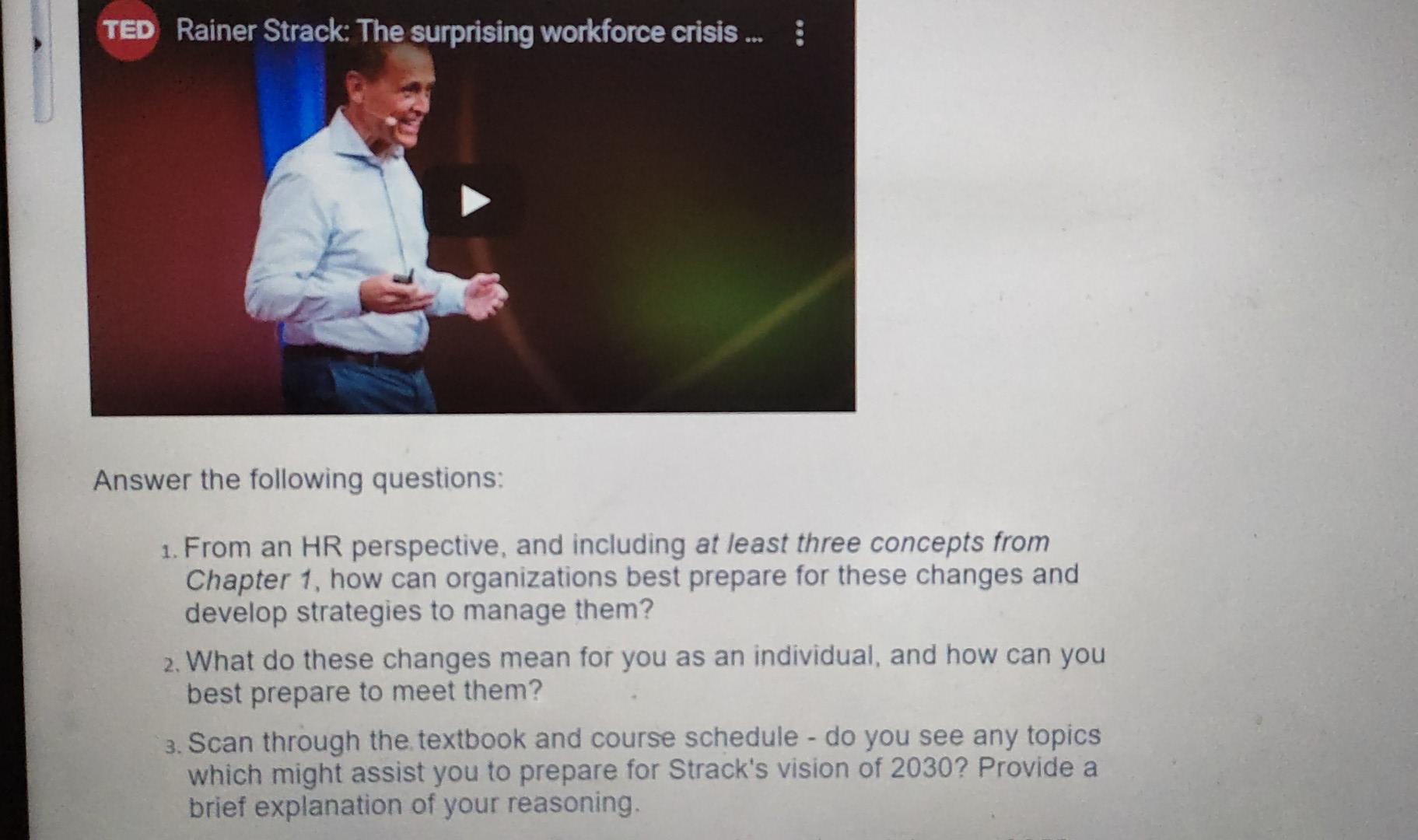 Please answer question 2 and 3. TED Rainer