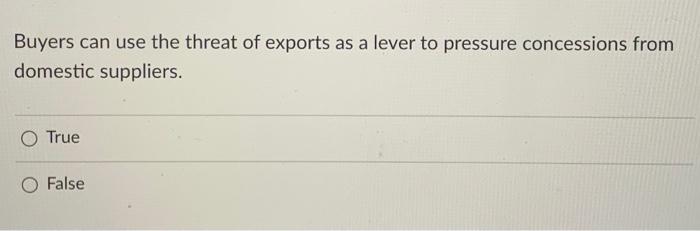 Buyers can use the threat of exports as a lever