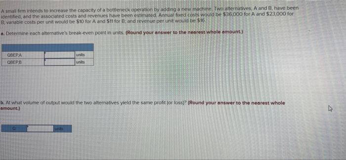 A small firm intends to increase the capacity of