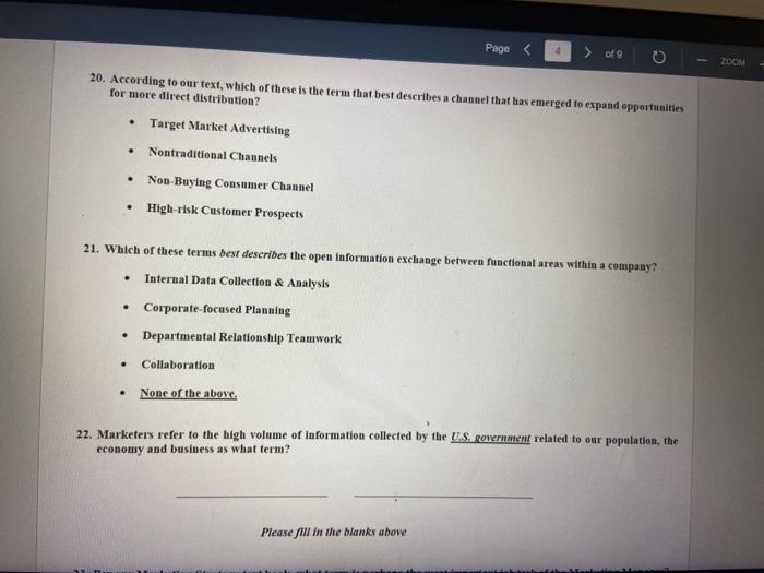 Page of 9 ZOOM 20. According to our text, which