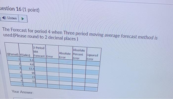 estion 15 (1 point) Listen A restaurant sells