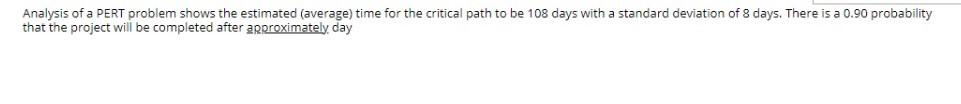 Analysis of a PERT problem shows the estimated
