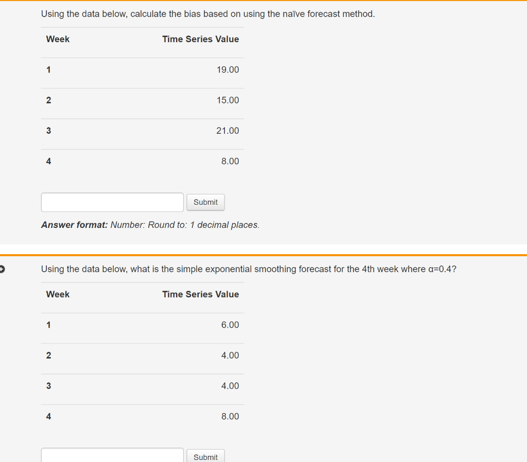 Using the data below, calculate the bias based on