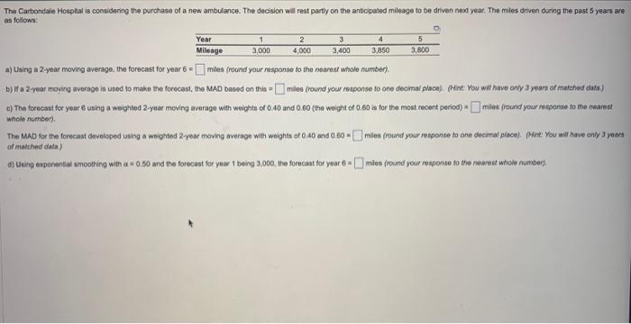 a) Using a 2-year moving average: the forecast