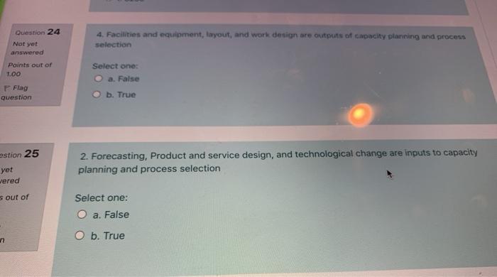 Question 24 4. Facilities and equipment, layout,